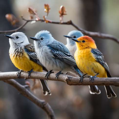 Bird Identification- 3 birds sitting on tree